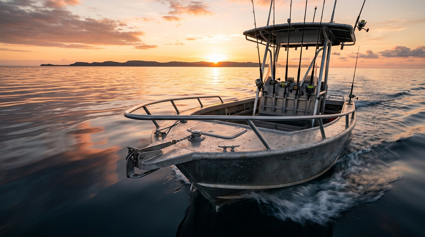 Ryan Moody Fishing boat at sunrise on the Great Barrier Reef
